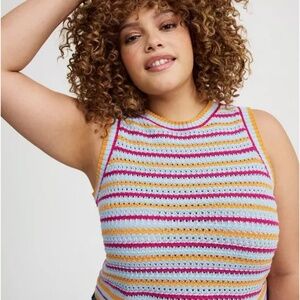 Torrid Cropped Open Stitch Tank NWT